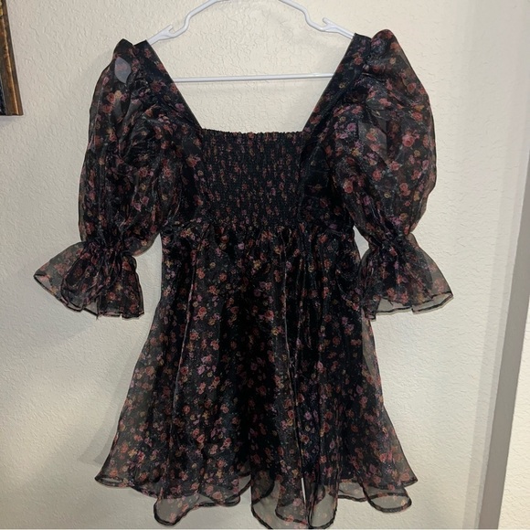 Buddy Love Puffy Sleeve Mini Floral Dress Size X-Small - Picture 4 of 8